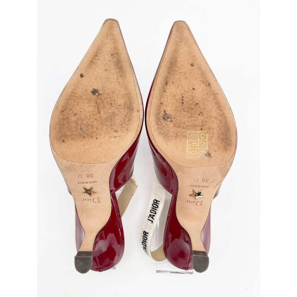 Christian Dior J'Adior Burgundy Patent Leather Slingback Kitten Heel Pumps EU 38 - Picture 12 of 13